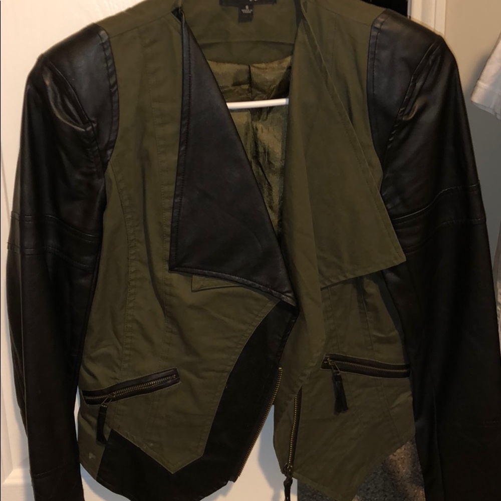 Very J Green and Black Leather Jacket